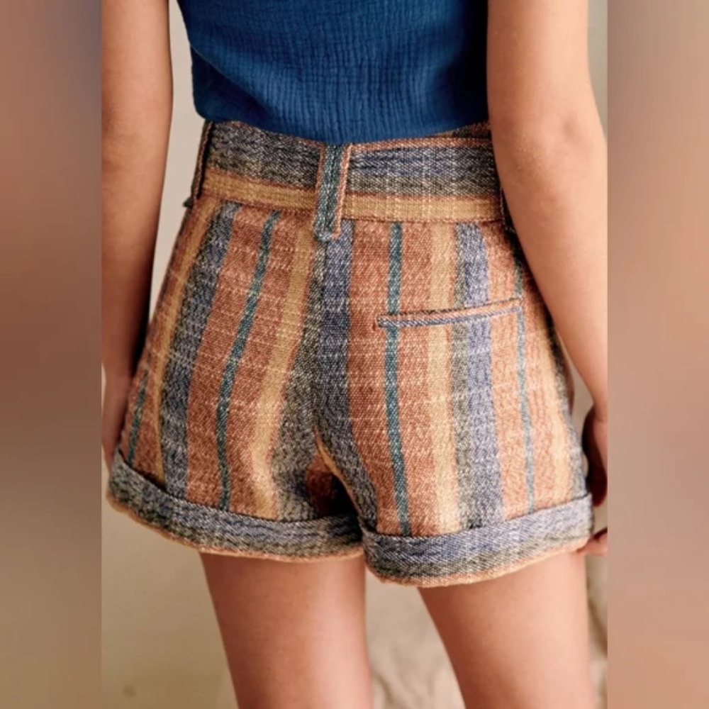 Sezane Roman Shorts in Jacquard Blue & Brown Size 2 (FR34)